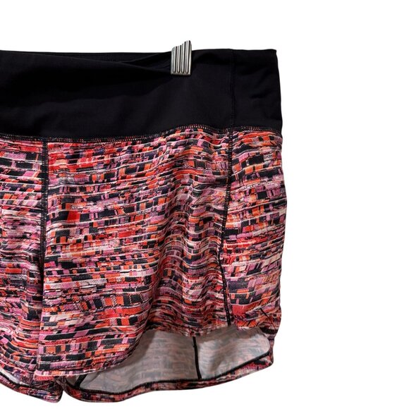 Lululemon Womens Speed Up Shorts  Red/Black Patterned Size 8 Swift Ultra Fab - Picture 2 of 5